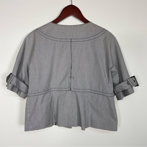 Kenneth Cole Reaction Striped Button Front Cotton Blend Shirt Jacket Top Size 6 - Picture 2 of 10